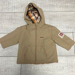 Carter's Tan Hooded Jacket with Plaid Lining